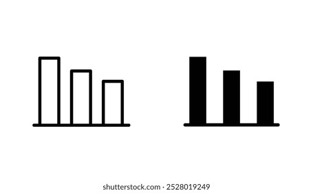 Ícone de vetor do gráfico de barras definido em preto e branco.