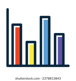 Bar Chart Vector Thick Line Filled Dark Colors Icons For Personal And Commercial Use.
