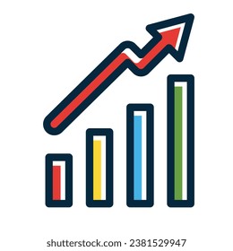 Bar Chart Vector Thick Line Filled Dark Colors Icons For Personal And Commercial Use.
