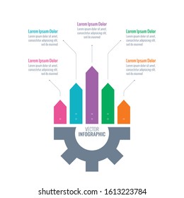 bar chart and wheel infographic template. information template with five options. business infographic template