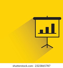 bar chart in white board with shadow on yellow background