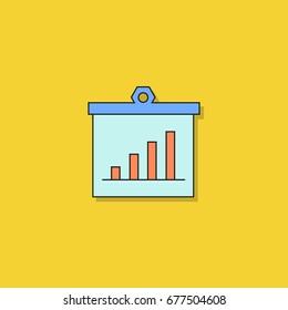 bar chart in whiteboard icon on yellow background