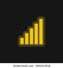 Icono de neón brillante amarillo de gráfico de barras