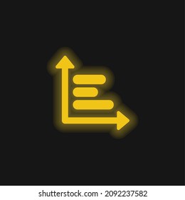 Icono de neón brillante amarillo de gráfico de barras