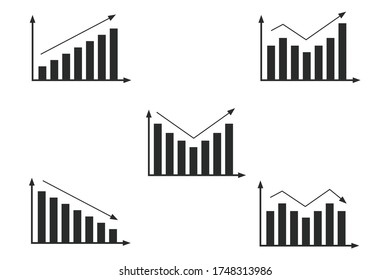Bar charts are arranged with an arrow axis. Grow the business concept of graphics