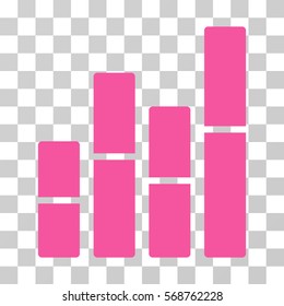Bar Charts icon. Vector illustration style is flat iconic symbol, pink color, transparent background. Designed for web and software interfaces.