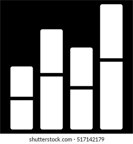 Bar Charts vector icon. Flat white symbol. Pictogram is isolated on a black background. Designed for web and software interfaces.