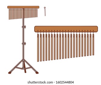 Bar chime instrument isolated on white. Vector illustration.	