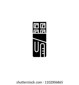 Bar of chocolate black icon concept. Bar of chocolate flat  vector symbol, sign, illustration.