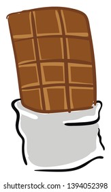 Una barra de chocolate en un dibujo o ilustración de portada de color vectorial