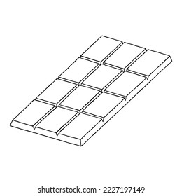 A bar of chocolate in doodle style. Hand Drawn. Freehand drawing. Sketch. Coloring book.	