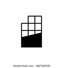 Bar chocolate, icon symbol in solid black flat shape glyph icon, isolated on white background