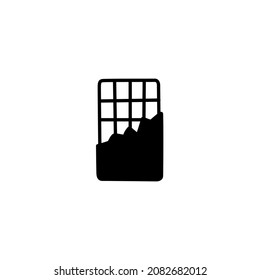 Bar chocolate icon symbol in solid black flat shape glyph icon, isolated on white background