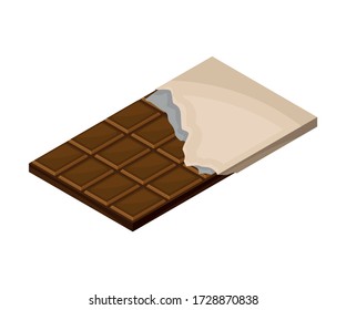 Bar of Chocolate in Sweetie Paper Vector Illustration