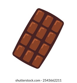 Bar of chocolate without wrapper. Vector illustration of cocoa bean product hand drawn in cartoon style. Colorful icon