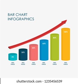 Bar, Circle Chart Infographics Elements 3D Vector Flat Design, Full Color