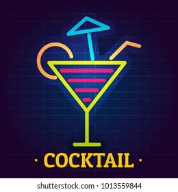 Bar Cocktail Logo. Flat Illustration Of Bar Cocktail Vector Logo For Web