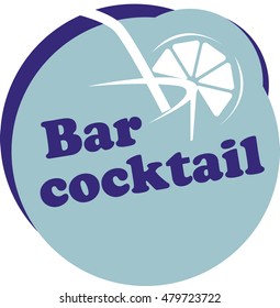 Bar cocktail vector logo icon with cocktail sign with straw.