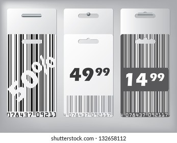 Bar code design label set with discounts hanging