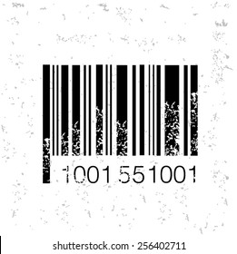 Bar code design on old paper,grunge vector