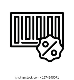 bar code and discount card vector in lineal style