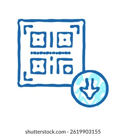 bar code for download doodle icon sketch vector. bar code for download sign. isolated symbol illustration