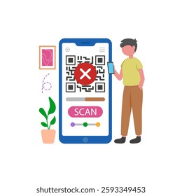 Bar Code Error flat vector character illustration