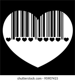 bar code heart,  vector