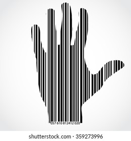 bar code human hand / black white vector illustration