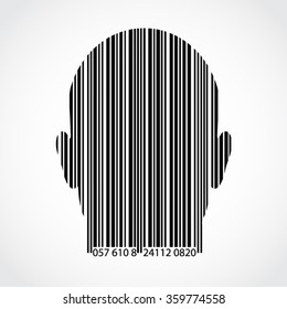 bar code human head shape/ black white vector illustration