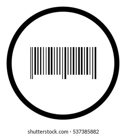 Bar code icon in circle on white background
