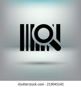 Bar code icon with magnifying glass