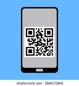Bar code icon. qr code on the phone. Code scanner. Stock image.