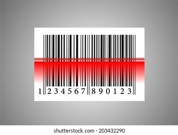 Bar Code Icon With Red Laser Beam. Bar Code Reader. Vector Art Image Illustration, Isolated On White Background, Eps10