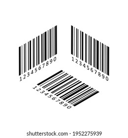 Icono de código de barras establecido en estilo isométrico. Símbolos de código de barras aislados en fondo blanco. EPS vectorial 10