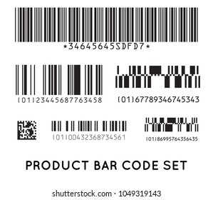 Bar code icon. Set of Modern Flat Barcode.  Can be use as a template for Products. Mockup. Vector.