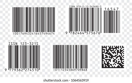 Bar code icon. Set of Modern Flat Barcode.  Can be use as a template for Products. Mockup. Vector.