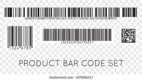 Bar code icon. Set of Modern Flat Barcode.  Can be use as a template for Products. Mockup. Vector.