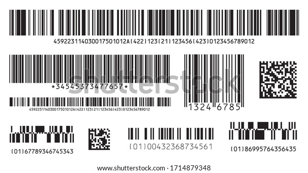 Bar code icon. Set of
Modern Flat Barcode.  Can be use as a template for Products.
Mockup. Vector.