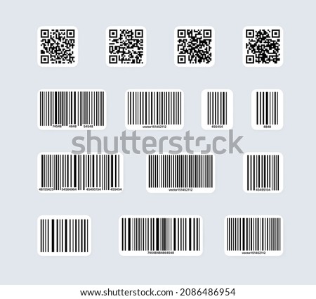 Bar code icon set. Universal product scan code. Can be used as a template for Products. Vector EPS 10. Isolated on white background.