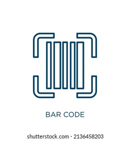 bar code icon. Thin linear bar code outline icon isolated on white background. Line vector bar code sign, symbol for web and mobile