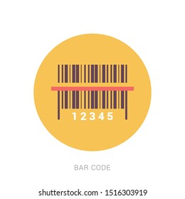 Bar code icon vector design template. Yellow theme concept