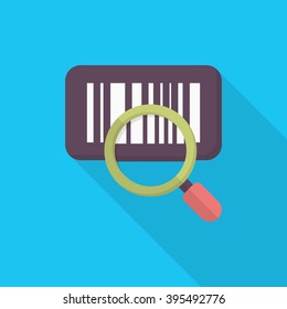 Bar code icon, Vector flat long shadow design. Shipping and logisticst concept.