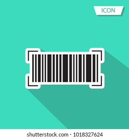 Bar code Icon vector isolated on green background.