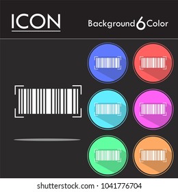 Bar code Icon vector isolated on six color background.