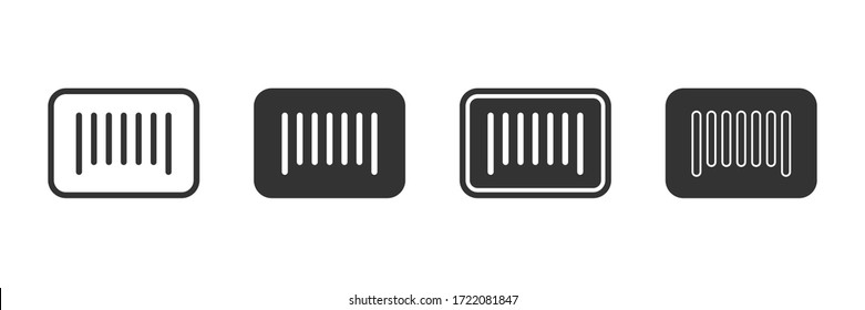 Iconos de código de barras en cuatro versiones diferentes en un diseño plano