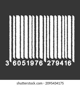 Bar Code isolated on gray background. Universal Product Scan Code in doodle style. Vector icon design element hand drawn.