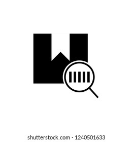 Bar code line icon. Barcode on box through magnifier glass. Delivery concept. Can be used for topics like shipping, logistics, order tracking