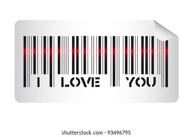 Bar code with i love you message, vector illustration