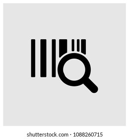 Bar code with magnifier glass sign icon in trendy flat style isolated on grey background, modern symbol vector illustration for web